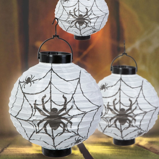 LED-lampion med edderkoppespind, 20 cm