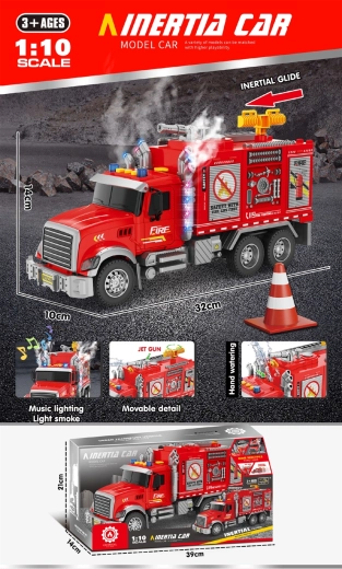 Interaktiv brandbil med lys, lyd og røg