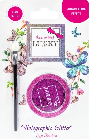 Geleøjenskygger med holografiske glimmer