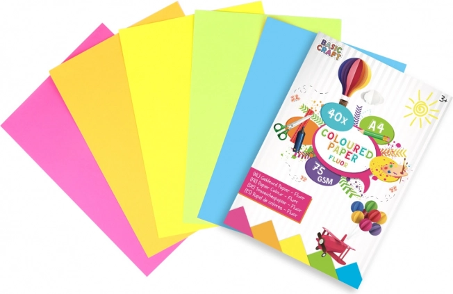 Sæt med neonfarvet A4-papir