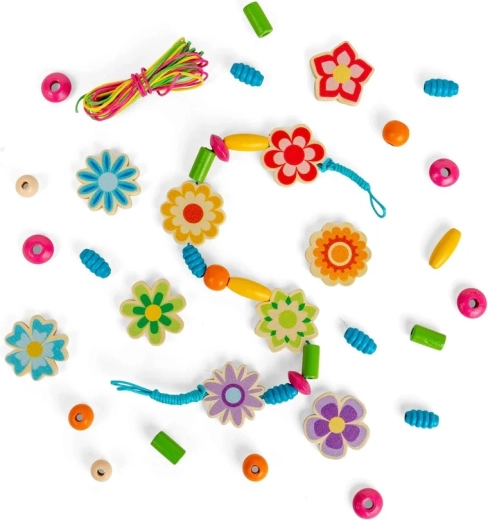 Bigjigs Toys sæt med træperler – sommerblomster