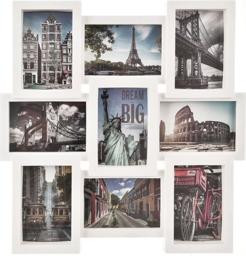 Fotoramme til 9 fotos, hvid
