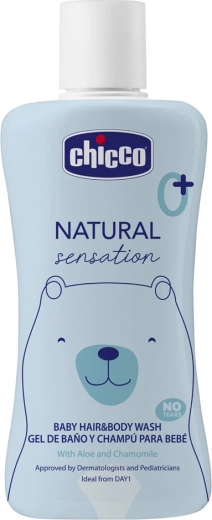 Chicco Natural Sensation brusegel 2-i-1 til krop og hår med aloe og kamille 200 ml
