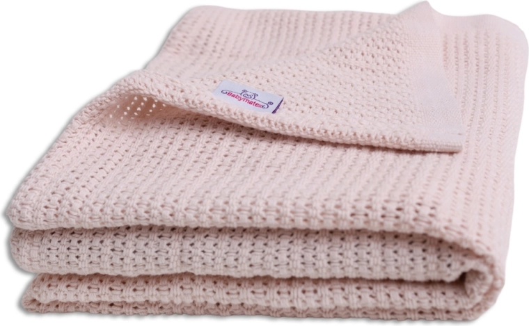 Babymatex strikket bomuldstæppe Lili 75 × 100 cm støvet rosa (pudderfarvet)