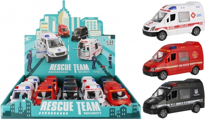 Redningskøretøjer – brandbil, politibil og ambulance, 12 cm