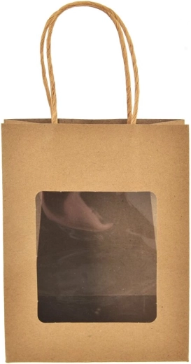 Papirgavepose nature med vindue 14 × 7 × 18 cm