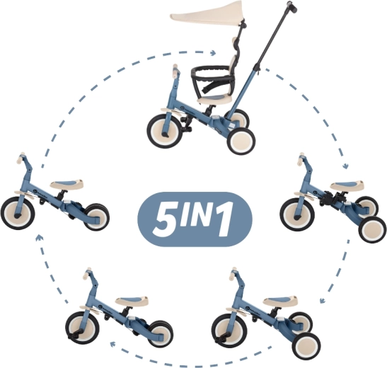 Petite&Mars multifunktionel trehjulet cykel 5-i-1 Turbo Plus ocean blue