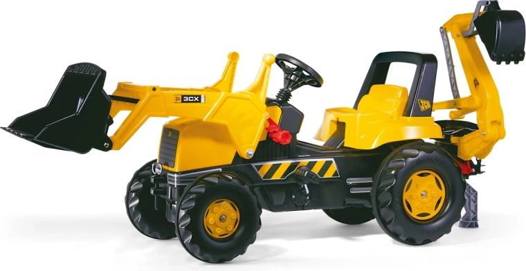 Rolly Toys pedaldrevet traktor Rolly Junior JCB med frontskovl og bageste gravarm