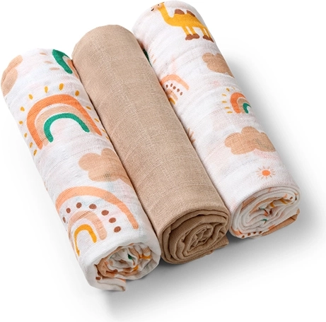 BabyOno musselinsvøb Super Soft 3 stk – beige