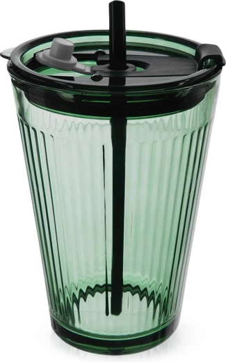 Glasbæger med låg og sugerør VERDE 450 ml