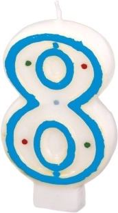 Lys i tal 8 med farverige prikker Amscan