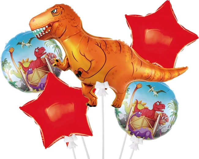 Sæt med fødselsdagsballoner dinosaur, 5 stk.