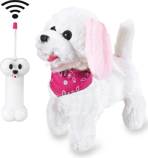 Jamara RC plys-hund furry dog hvid/lyserød 27 MHz