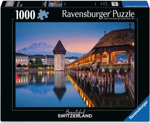 Ravensburger puslespil Beautiful Switzerland: Kapelbroen, Luzern – 1000 brikker