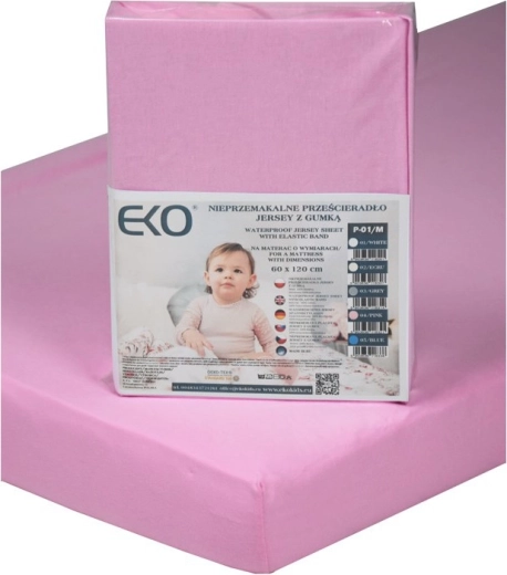 EKO vandtæt faconlagen med elastik i jersey, rosa 120 × 60 cm