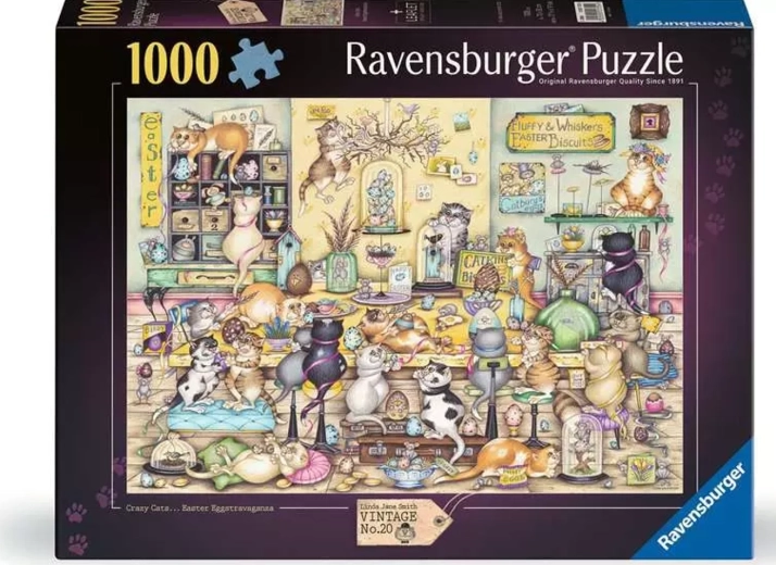 Ravensburger puslespil Vintage Crazy Cats nr. 20: Påskeshow med 1000 brikker