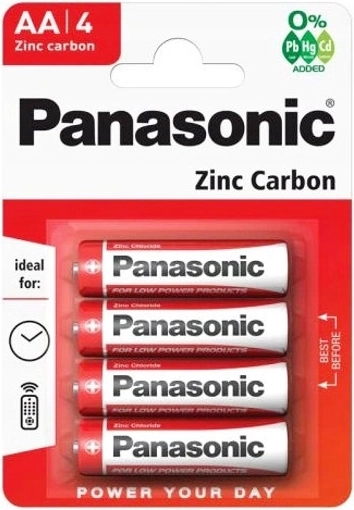 Sæt AA-batterier PANASONIC Red R6, 1,5 V, 4 stk.