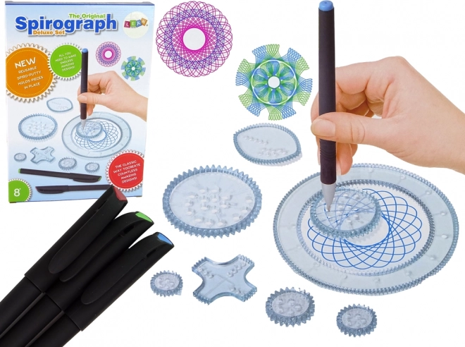 Uddannelses spirograf med tuscher og skabeloner