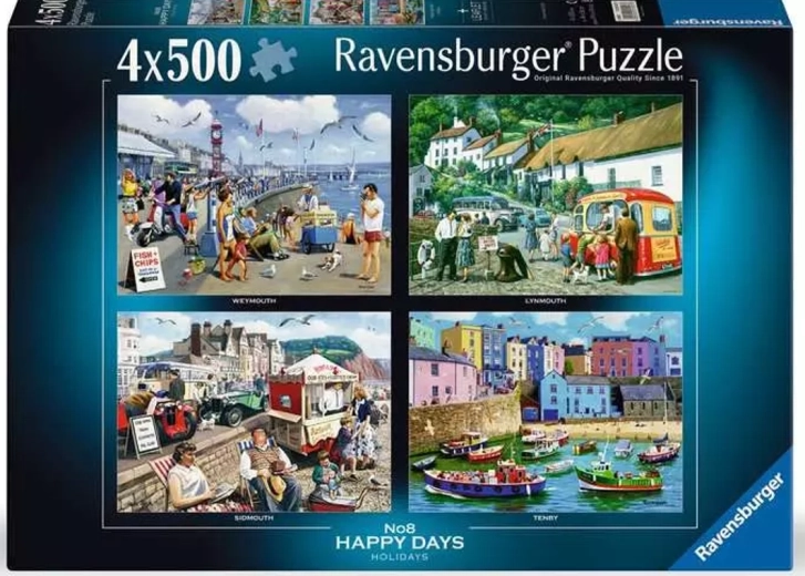 Ravensburger puslespil Happy Days: Ferie 4x500 brikker