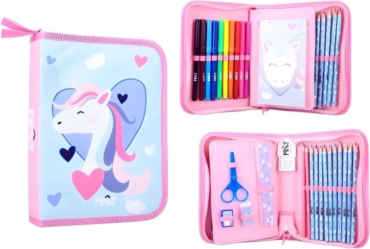 Udstyret skolepenalhus Unicorn