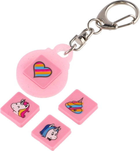 Nøglering Pixie Crew Glitternox pink med 4 multipixler
