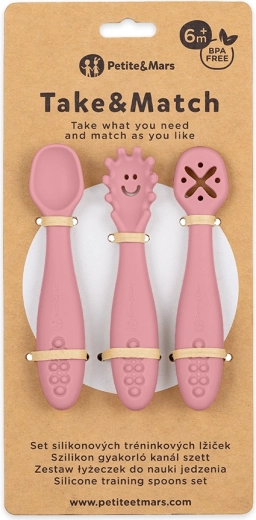Petite&Mars silikone træningsskeer Take&Match dusty rose 3 stk. 6m+