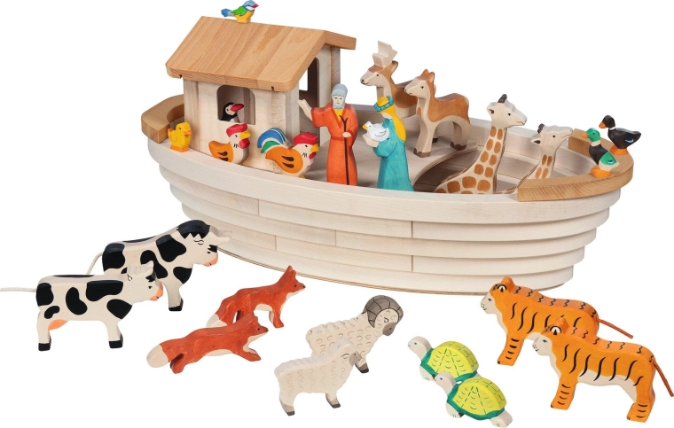 Noahs ark af naturligt træ - 1 stk.