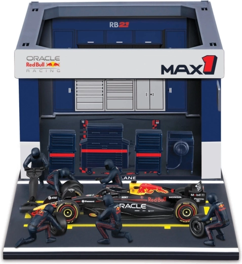 Bburago Pit Pass-sæt Formula Racing F1 – Oracle Red Bull Racing RB21 2025 #1 Max Verstappen 1:43