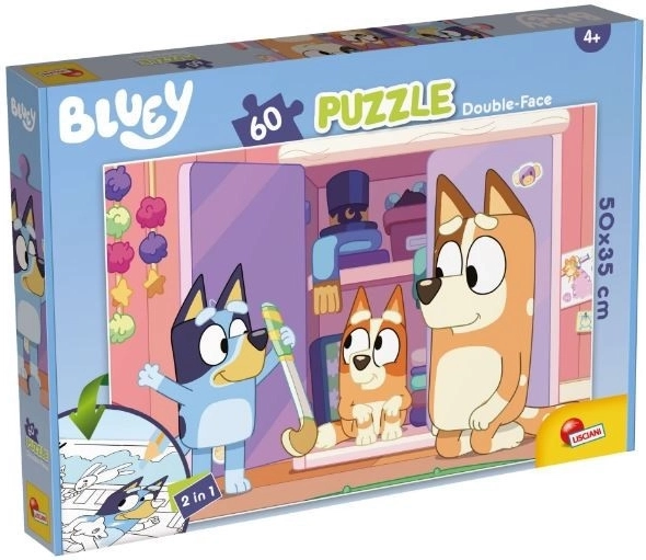 Dobbeltsidet puslespil plus 60 brikker Bluey
