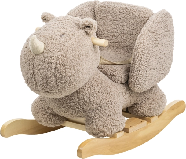 Nattou Teddy plyshoppelgetøj som gyngehest, næsehorn, taupe