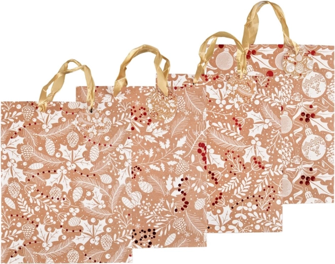 Jule gavepose i papir med prægning 26 × 10 × 32 cm (4 varianter)