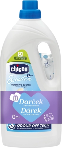 Chicco vaskegel Baby Sensitive 1,5 l + vådservietter 72 stk gratis