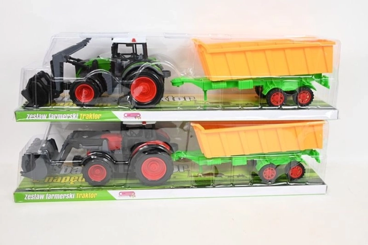 Børnetraktor med frontskovl og anhænger