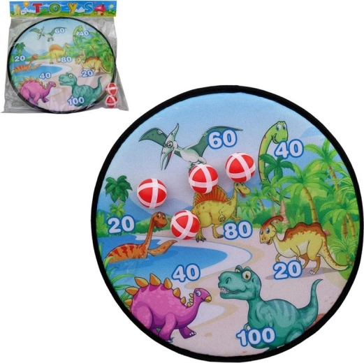 dartskive med dinosaurer og bolde med burrebånd 36 × 36 cm