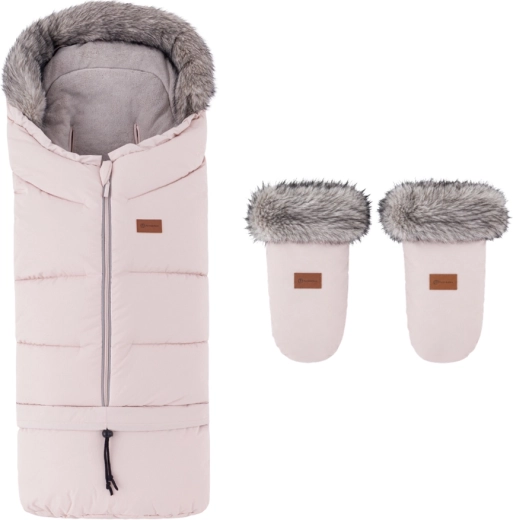 PETITE&MARS vinterkørepose Arctic 4v1 med handsker til klapvogn Fjora Rose Petal - 2 stk.