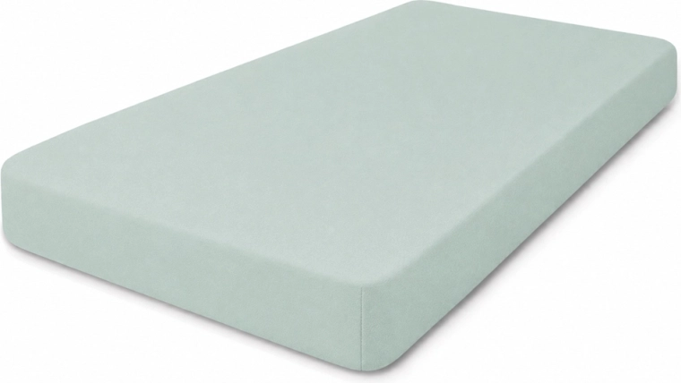 Babymatex faconsyet jersey-lagen til tremmeseng 60 × 120 cm ecru (elfenben) – Salviegrøn