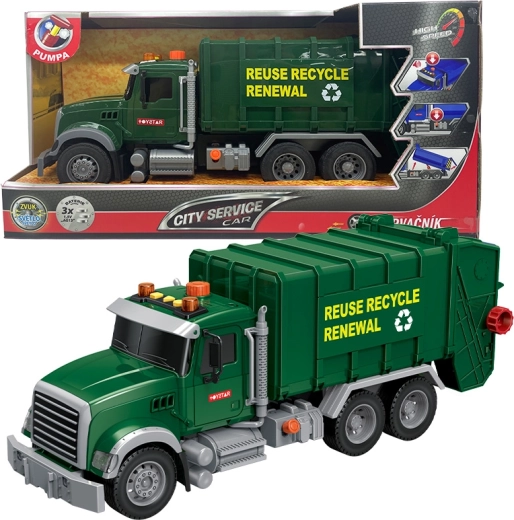 Skraldebil Sparkys City Service Car grøn 1:14