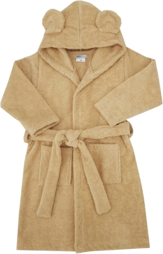 EKO børnebadekåbe i bomuld med hætte og ører, beige (str. 80–86)