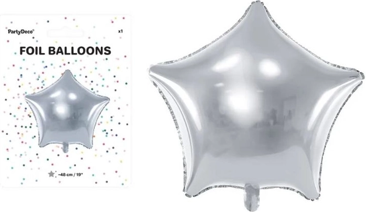 Folieballon stjerne sølv 48 cm