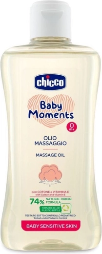 Chicco massageolie til mælkeskorpe med bomuld og E‑vitamin, Baby Moments Sensitive 200 ml