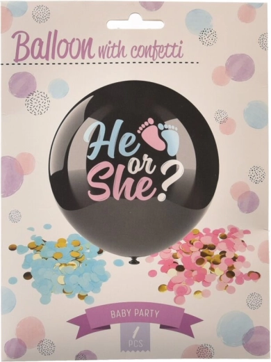 Latexballon BOY/GIRL med konfetti 90 cm