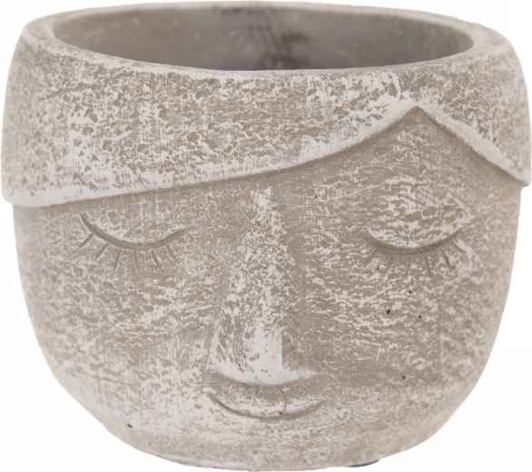 Dekorativ betonblomsterpotte i hovedform, grå, 12 × 12 × 9 cm