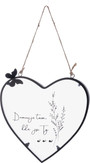 Hængende hjerte i metalblik „Hjem“ – hvidt