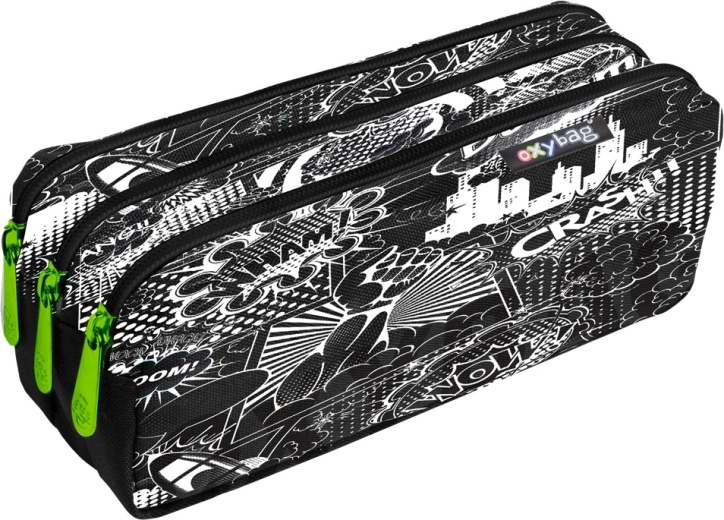 Skoleetui med 3 lynlåse Crash