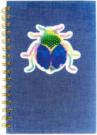 Spiralnotesbog A5 med pailletapplikation af bille - 1 stk.