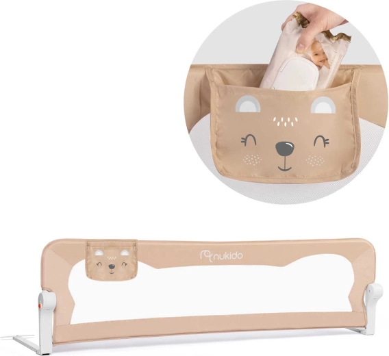 Sikkerhedsgitter til seng NUKIDO 150 × 42 × 35 cm beige