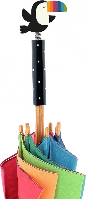 Børneparaply med tukan – regnbuedesign Andy Westface