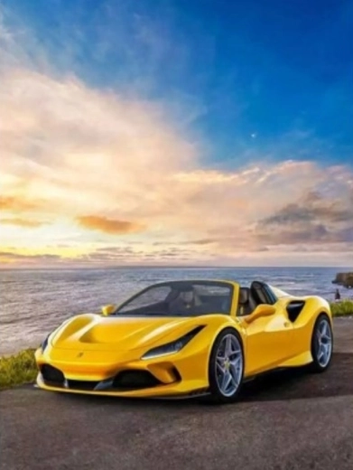 Diamantmaling gult Ferrari 30 × 40 cm