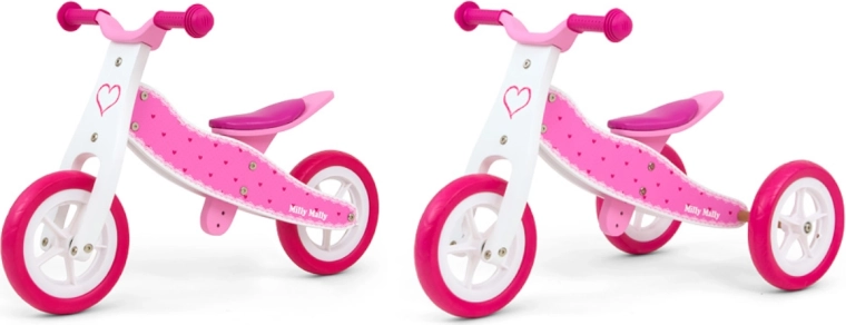 Milly Mally løbecykel 2i1 cool hearts - 1 stk.
