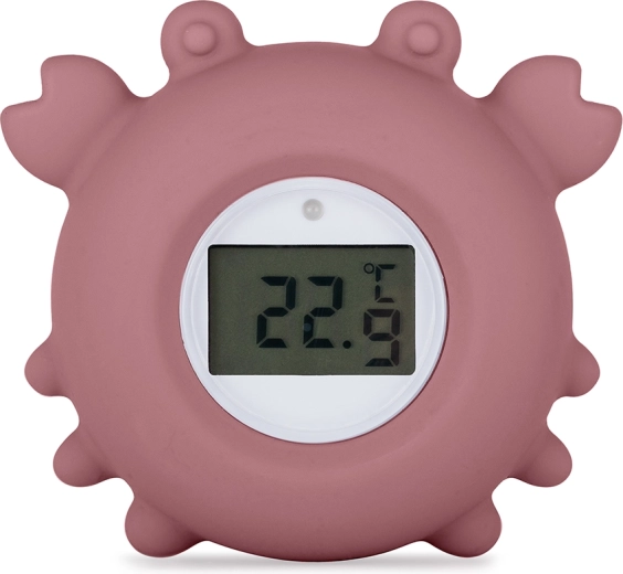 Digitalt silikontemperaturmåler til bad PETITE&MARS Crab Caleb, lyserød